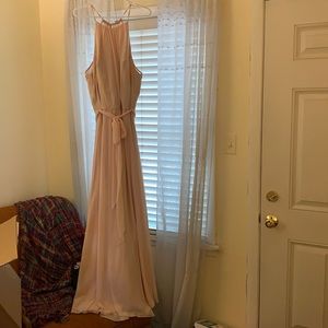 Pink Amsale Kyra bridesmaid dress